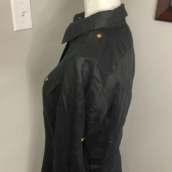 Lauren Ralph Lauren 100% Linen Classic Black Dress Long Sleeve Knee Size Small - Picture 3 of 7
